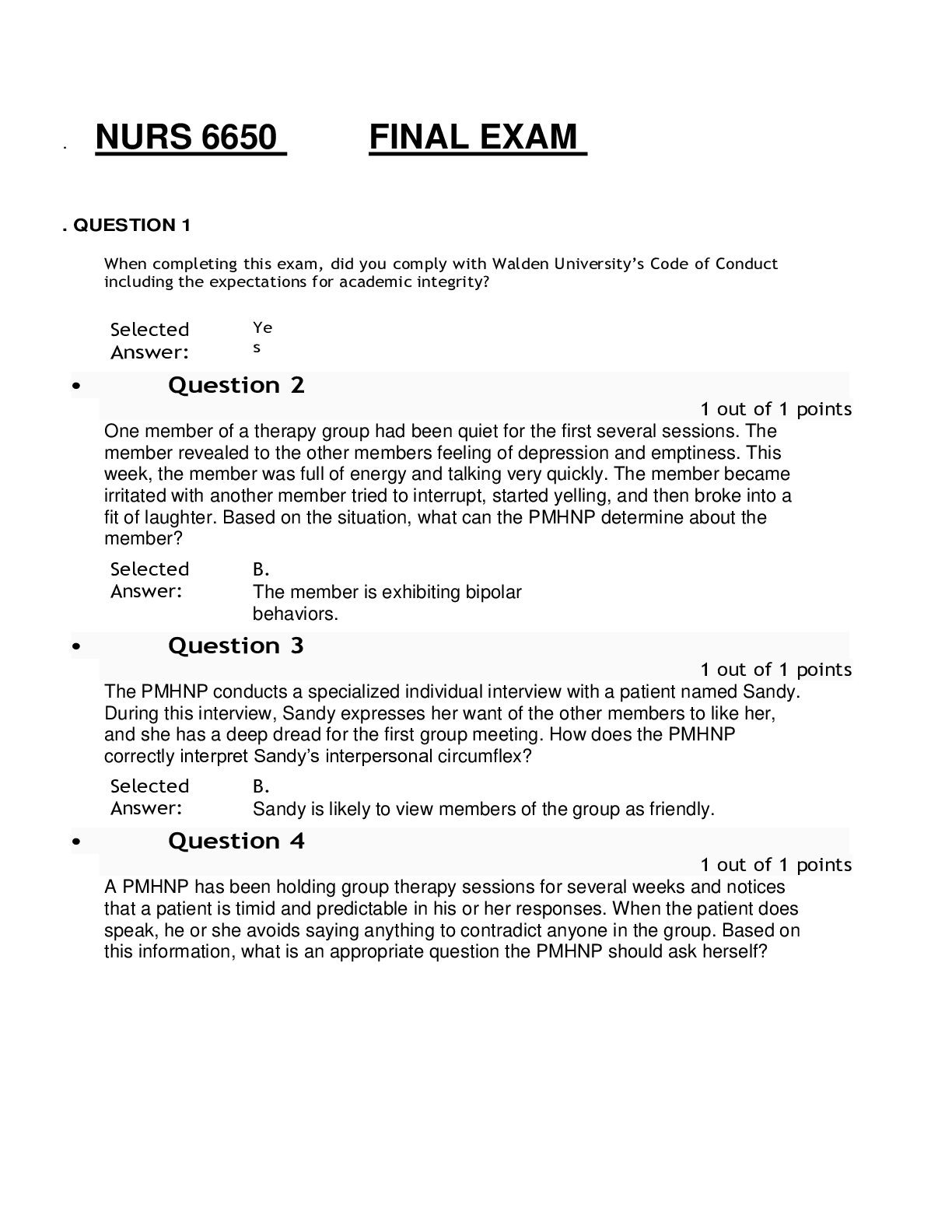Preview image for WALDEN UNIVERSITY NURS 6650 FINAL EXAM STUDYREVISION QUESTIONS AND ANSWERS